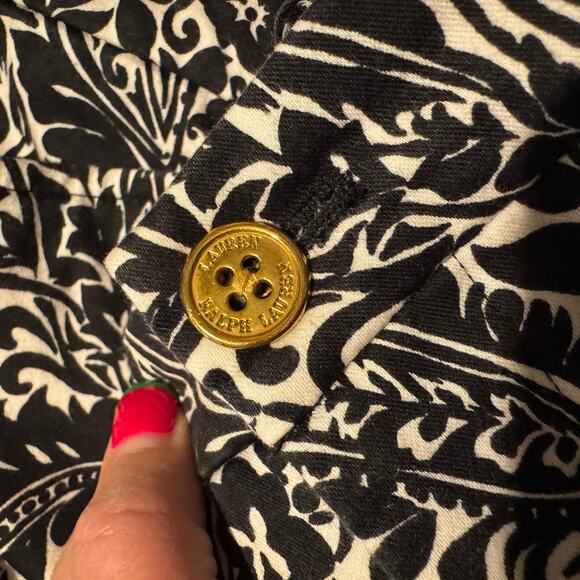 Lauren Ralph Lauren Cropped Black White Floral Dress Pants‎ 16W - Picture 9 of 10